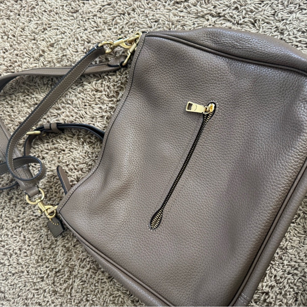 Coach Taupe Leather Shoulder Bag - Picture 3 of 4